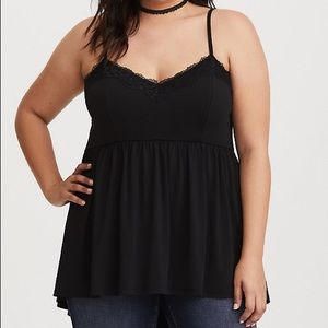 Torrid Black Lace Trim Babydoll Cami Top 2X
